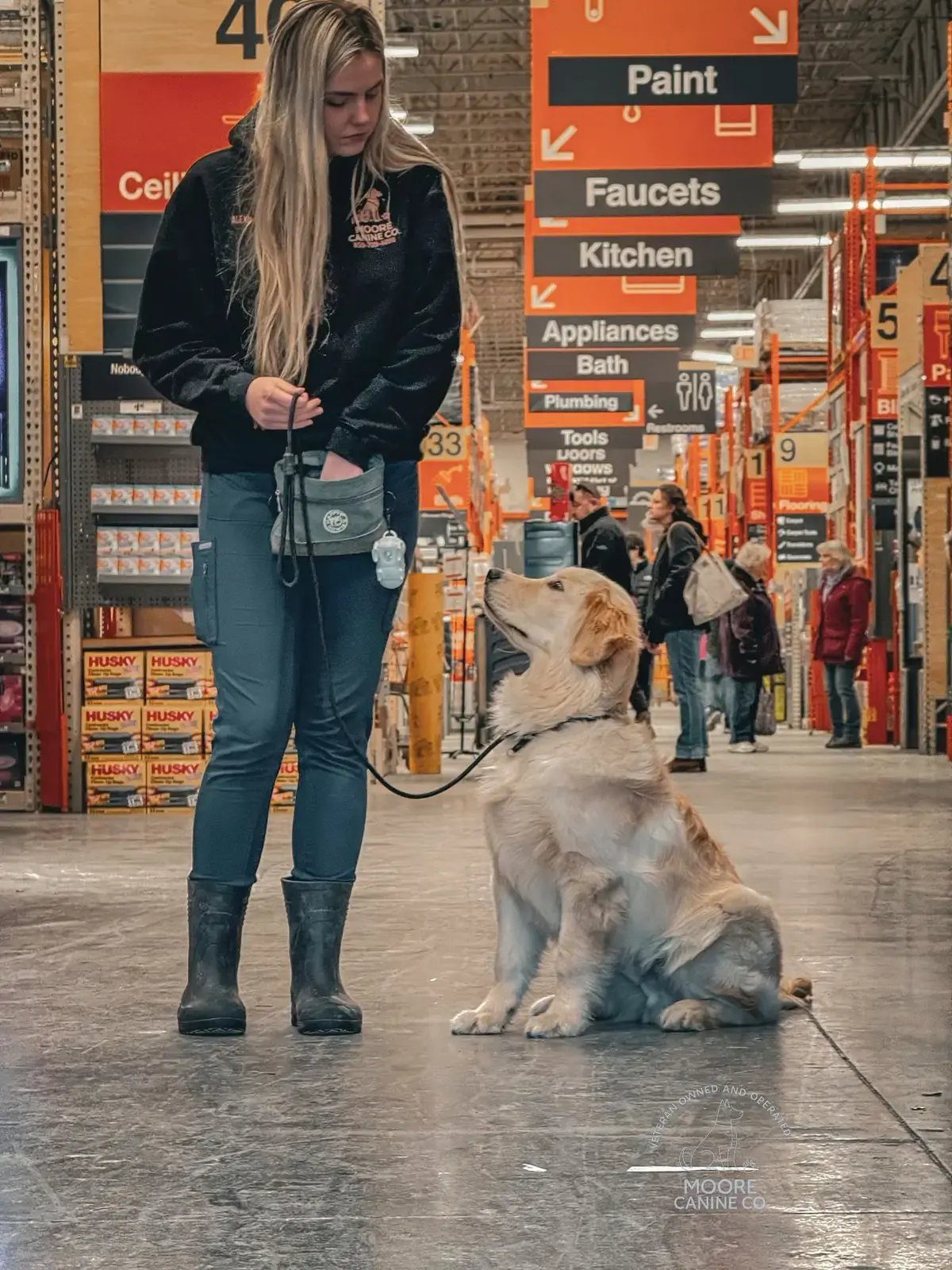 Alexis working with a dog during public-access training